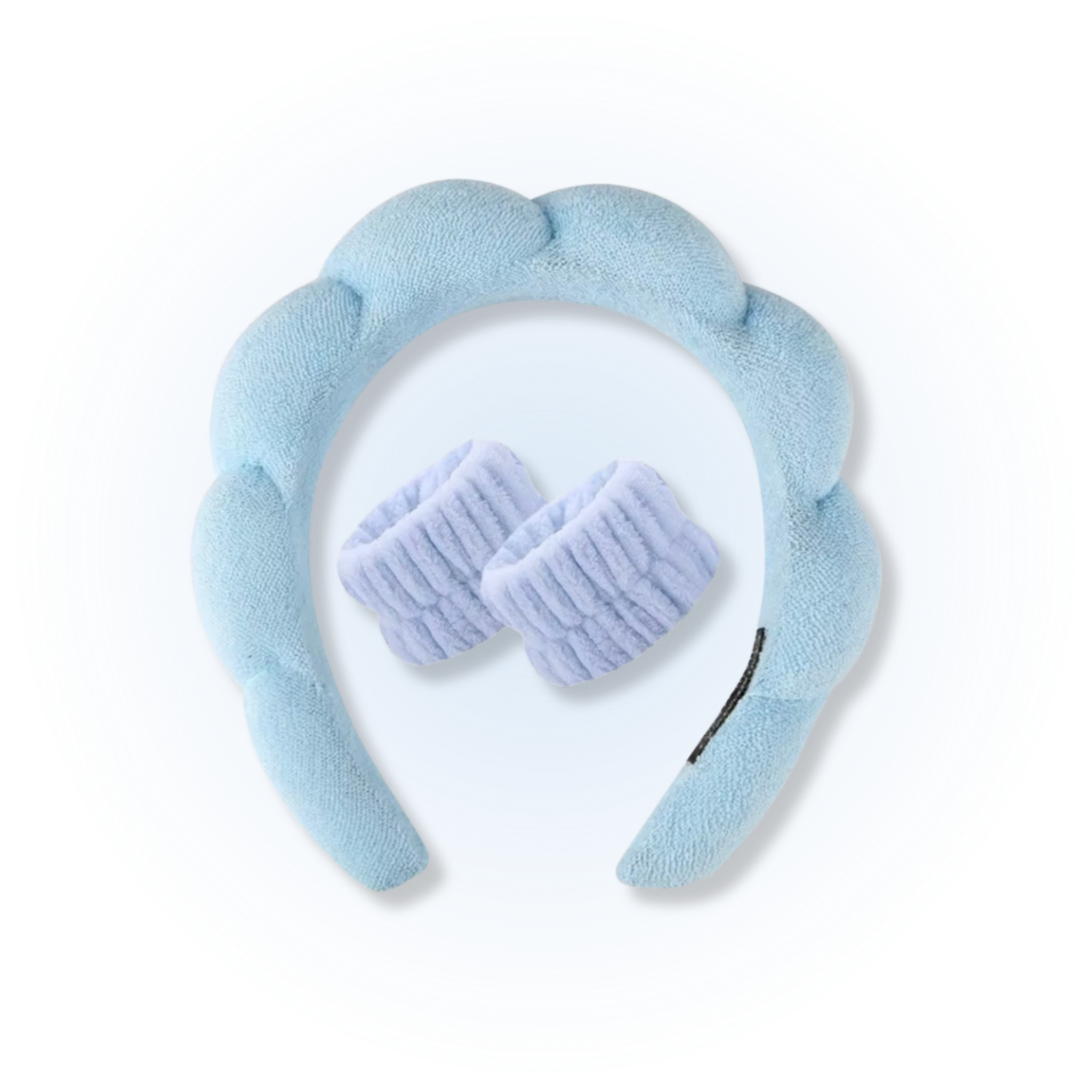 Kawaii Cloud Spa Headband & Wrist Wash Set – Soft Hair Band + Absorbent Wrist Cuffs