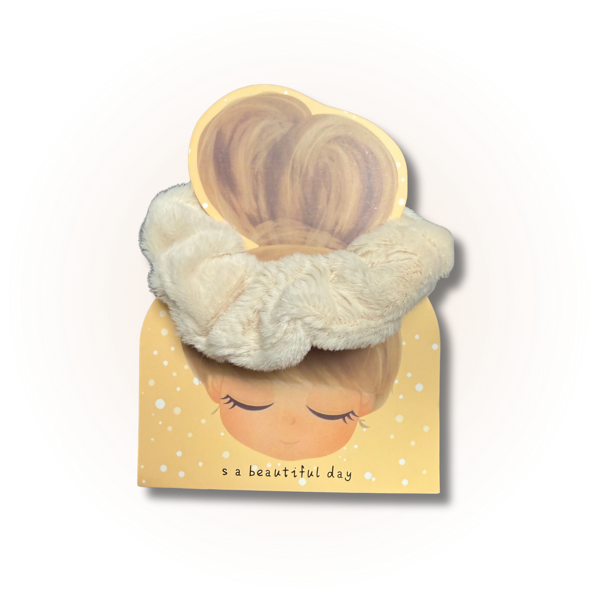 Soft Velvet Twist Scrunchie cream beige 