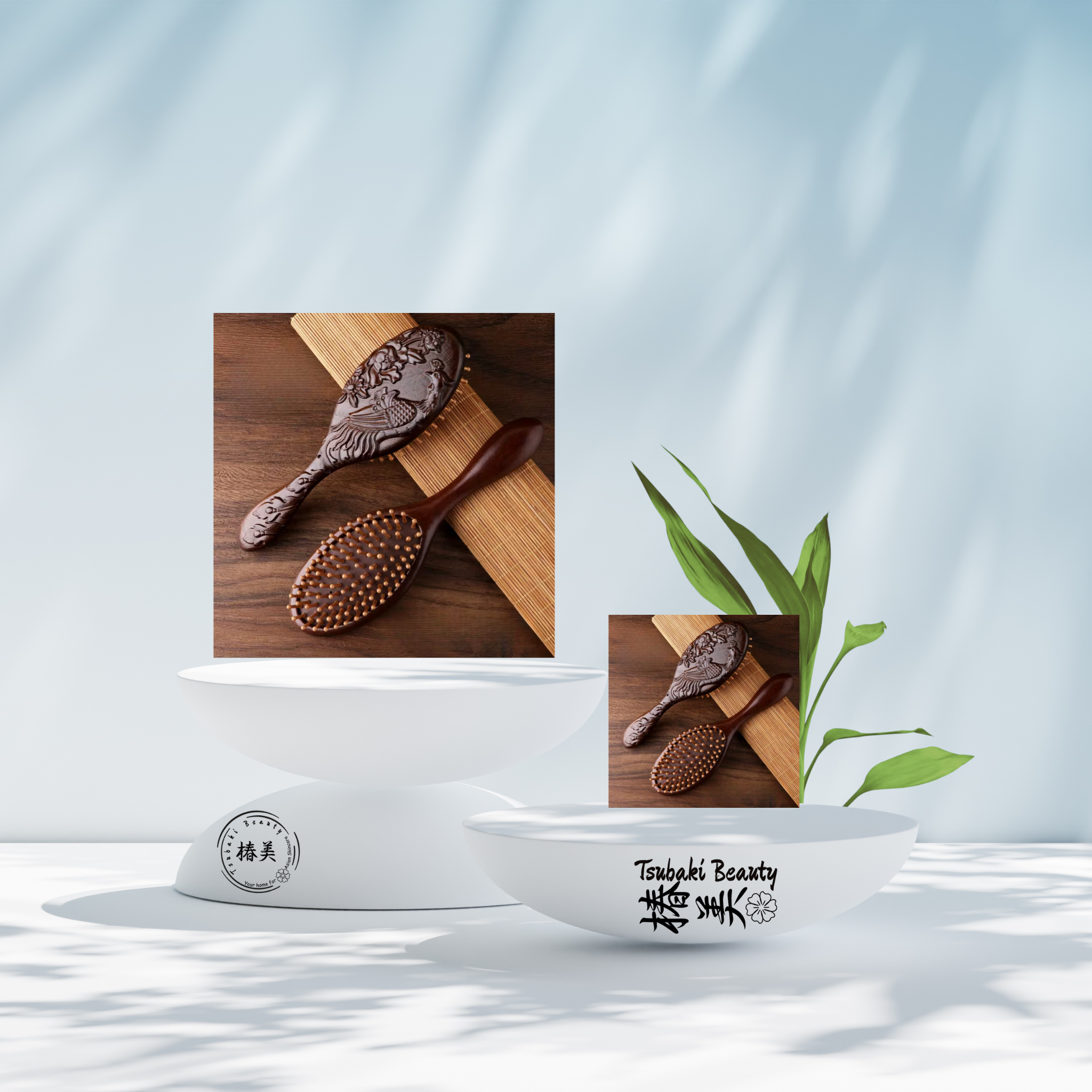 Hand-Carved Sandalwood Air Cushion Brush with Bamboo Teeth