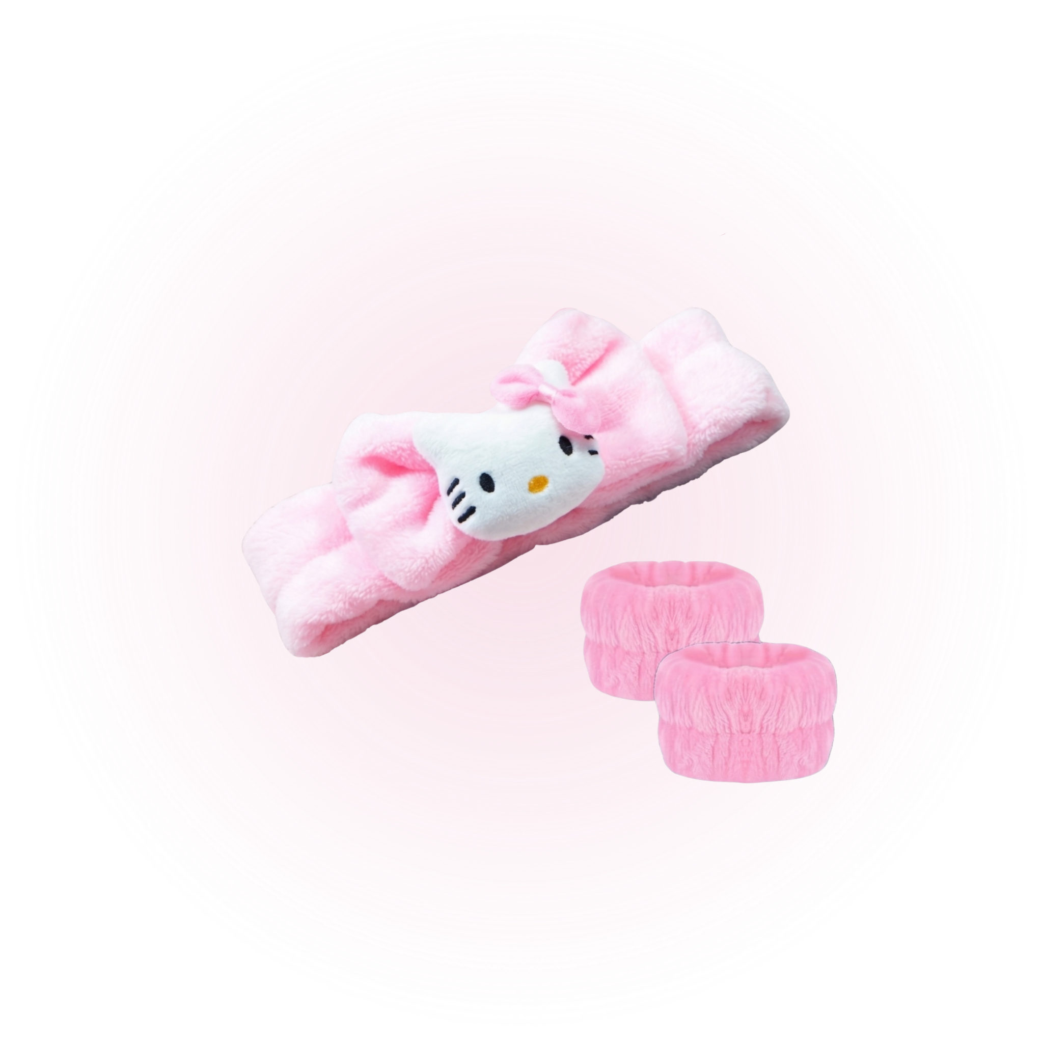 Kawaii Hello Kitty Spa Headband & Wrist Wash Set – Soft Hair Band + Absorbent Cuffs
