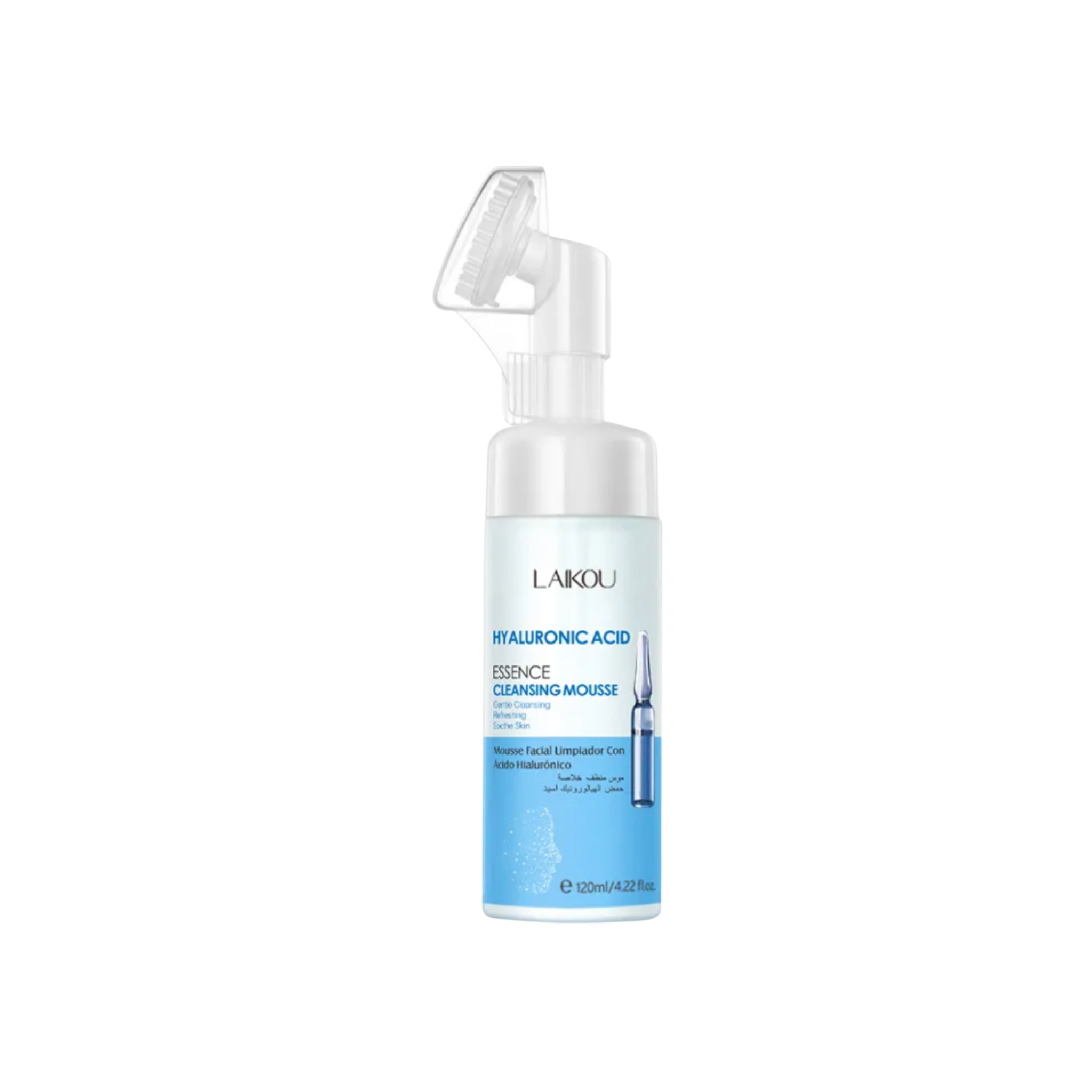 LAIKOU Hyaluronic Acid Essence Cleansing Mousse – Hydrating Facial Cleanser with Soft Brush