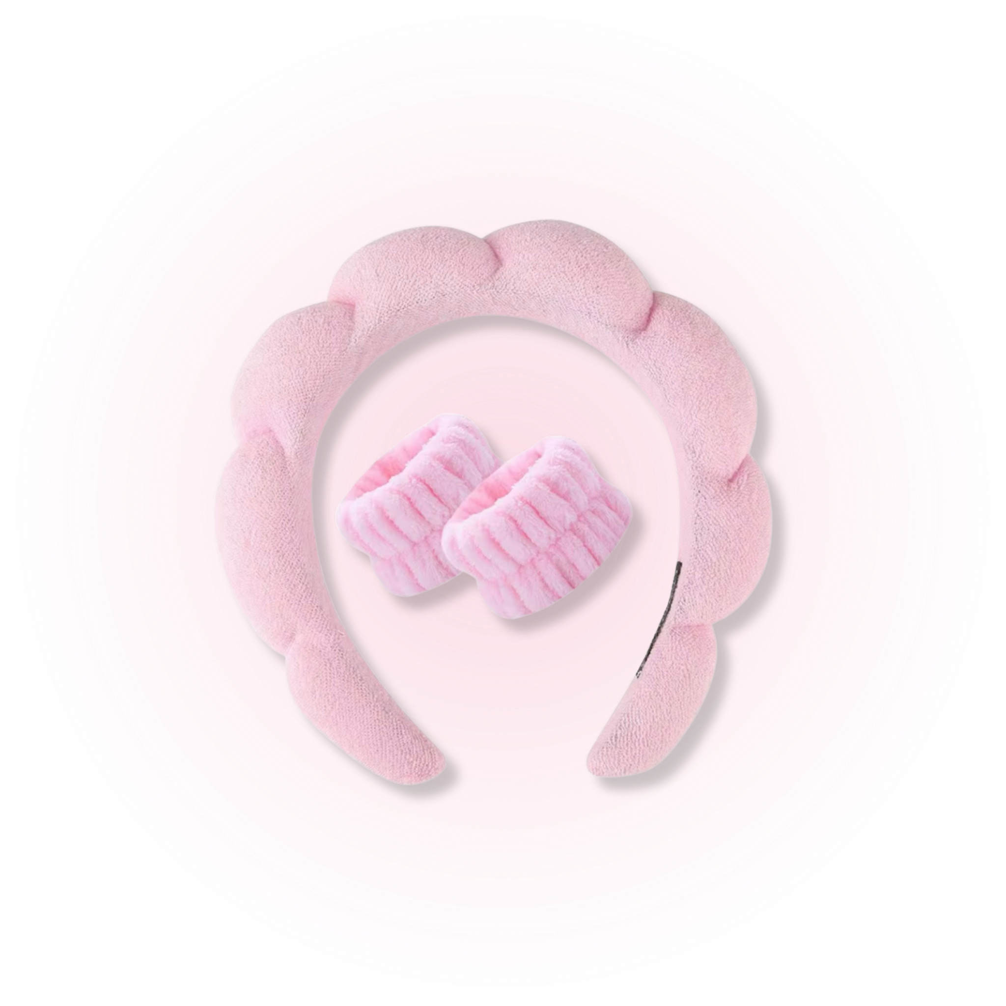 Kawaii Cloud Spa Headband & Wrist Wash Set – Soft Hair Band + Absorbent Wrist Cuffs