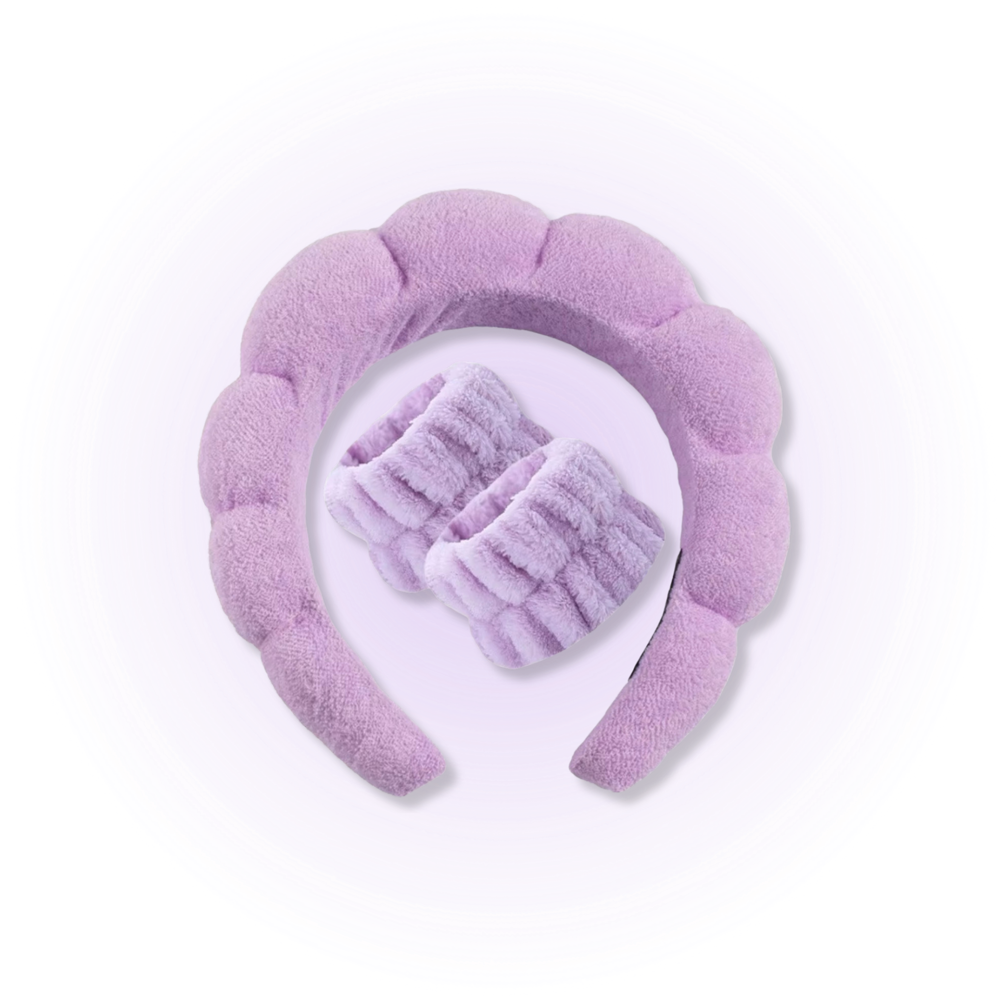Kawaii Cloud Spa Headband & Wrist Wash Set – Soft Hair Band + Absorbent Wrist Cuffs