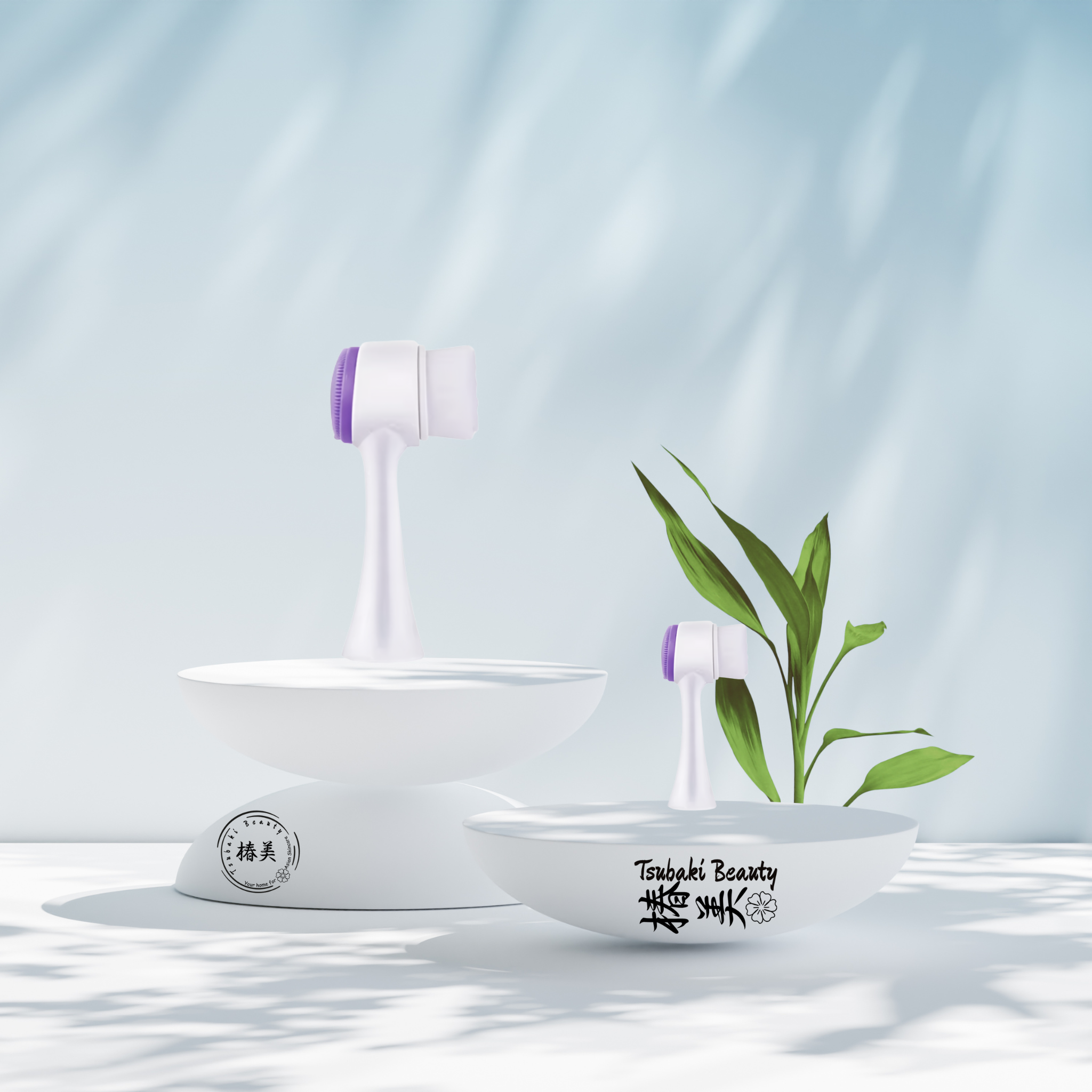 Dual-Head Silicone Facial Cleansing Brush - purple