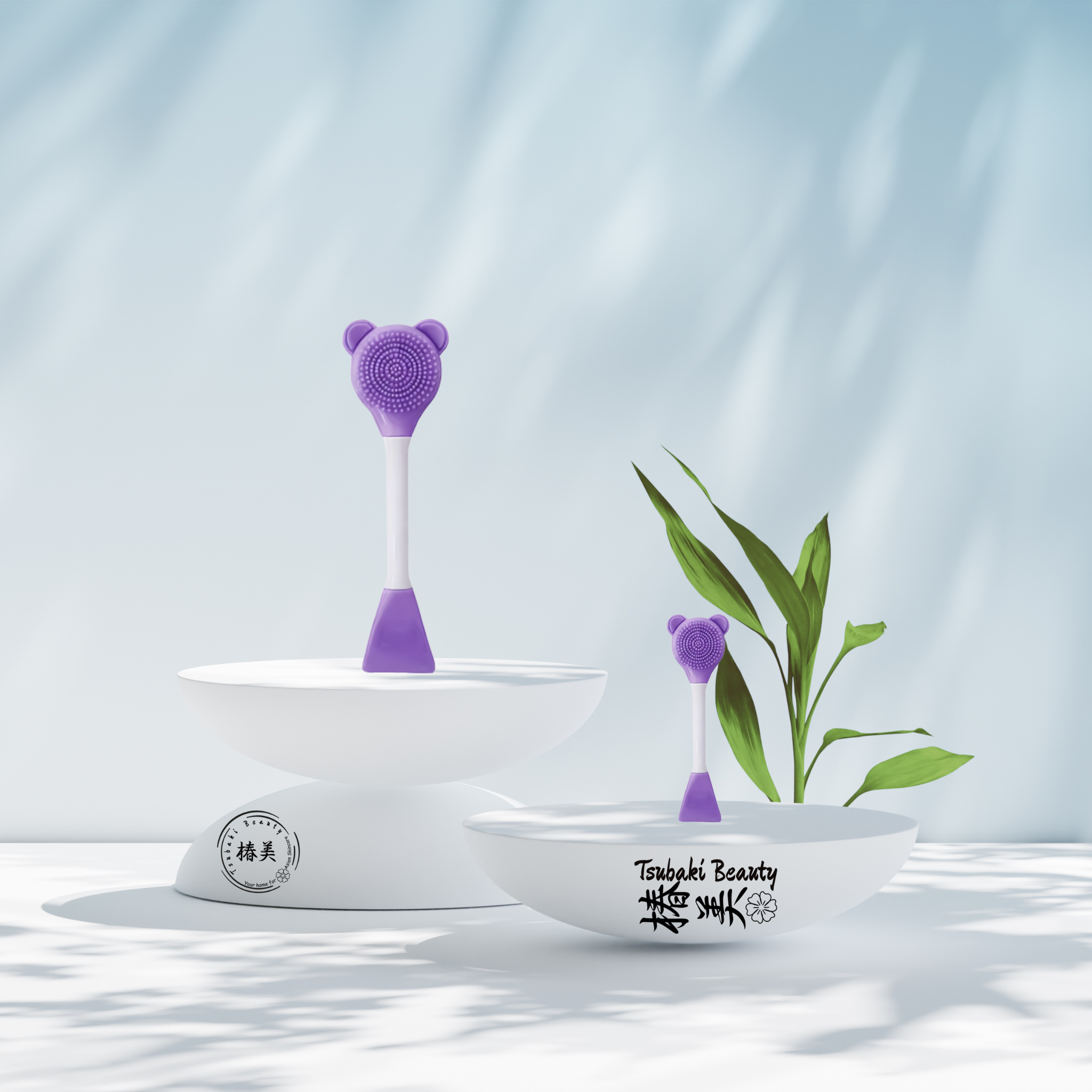 2-in-1 Silicone Facial Cleansing & Mask Brush- purple