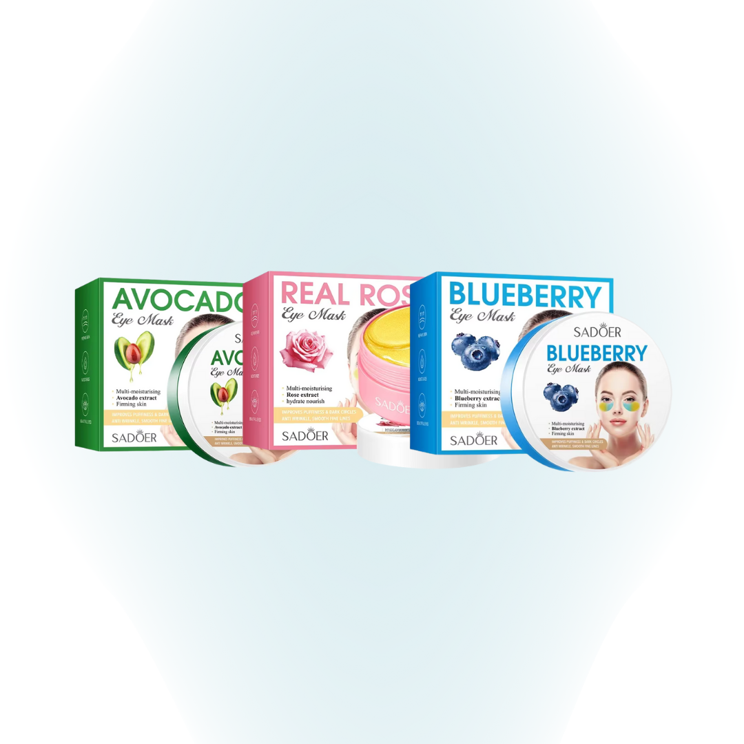 SADOER Eye Mask Collection – Avocado, Real Rose & Blueberry Hydrating Eye Care