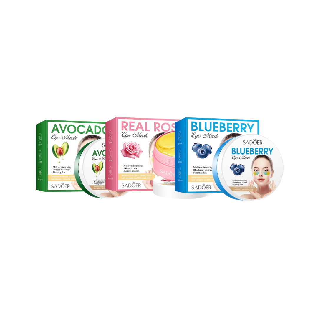 SADOER Eye Mask Collection – Avocado, Real Rose & Blueberry Hydrating Eye Care