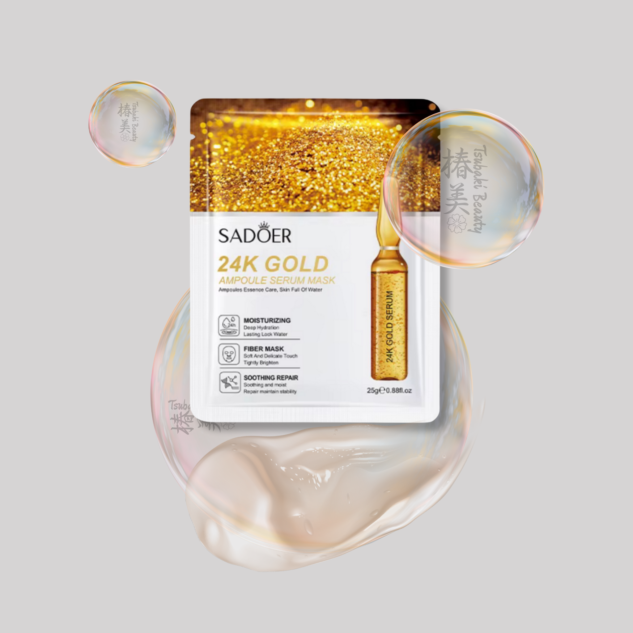 SADOER Ampoule Serum Sheet Mask Collection – Hyaluronic, Vitamin C & 24K Gold Care